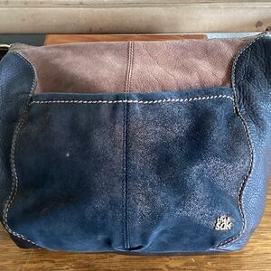 The Sak Blue and Brown Leather Shoulder Bag